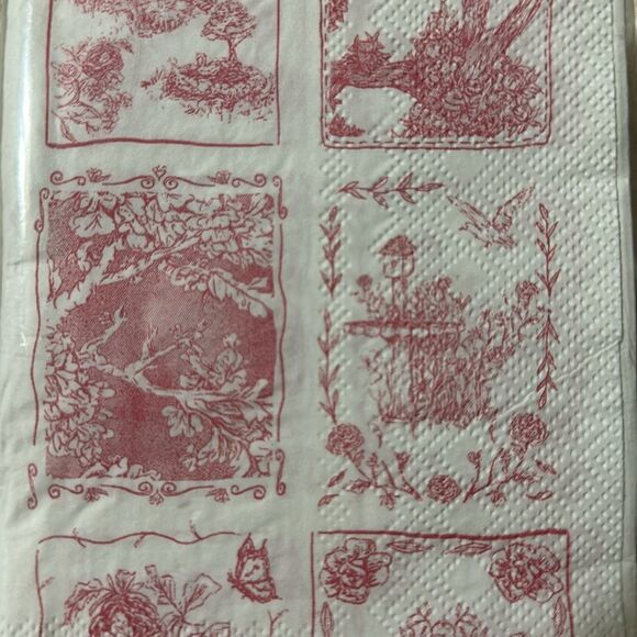 Punch Studio 32 x 2pk Guest Paper Towel Napkins White Pink English Toile Print - Picture 10 of 11